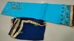 Blue Embroidered Kurta Set material