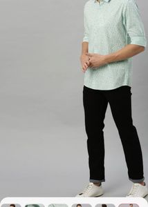Mast And Harbour Sea Green Printed Shirt ,Size: M