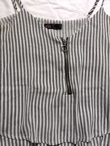 White Stripped Chiffon Top