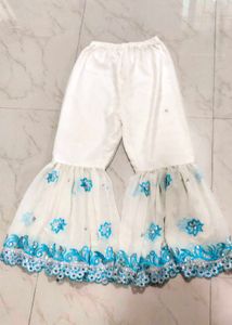 White &amp; Blue Sequence Sharara Set
