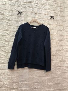 Navy Pom-Pom Detail Sweater🌷