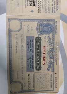 Indian Postal Order British Postal Order Specimen