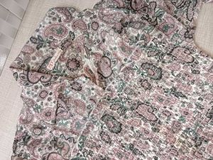 Paisley Print Smocked Blouse Top