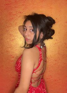 Red Printed Backless Kurti Set