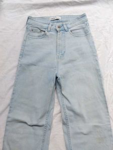 washed blue straight fit jeans