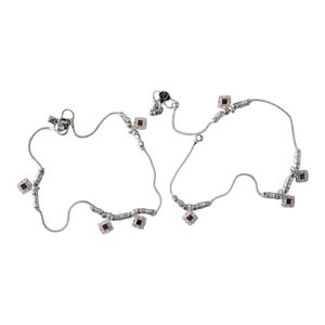 Silver Anklet with Square Detailing