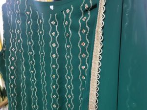 Green Embellished Sharara Suit [FREE SIZE]