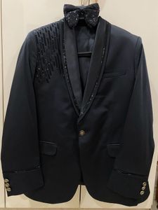 Premium Royal Black Tuxedo- Blazer-waistcoat-Bow
