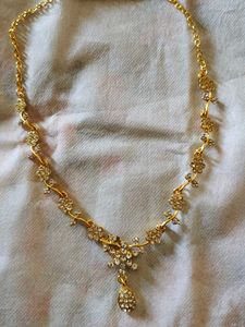 Gold Floral Rhinestone Necklace