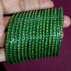 Yellow Gold Glitter Bangles (Set)