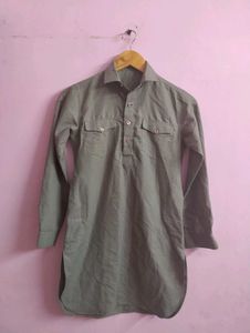Men's Casual Grey Kurta Shirt