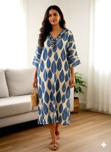Boho Leaf Print Kurta