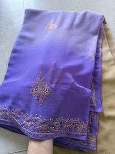 Georgette Two Shade Lucknowi Saree