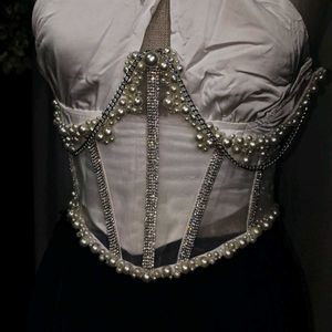 Pearl Embellished Corset Blet
