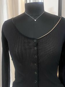 Black Net Top With Nude Colour Inner Lining