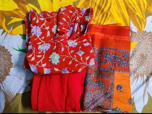3 Pcs Orange Color Stitched Suit
