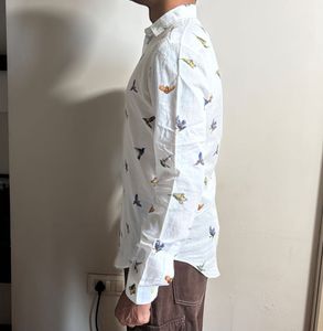 White Shirt With Bird Print
