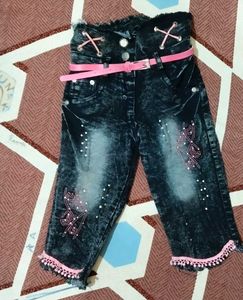 Vintage Rhinestone Capri Jeans