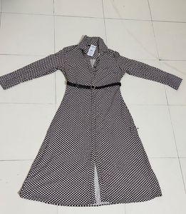Size S-Women  Print Shirt Dress with Tie-up Belt