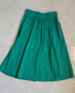 Green Button-Down Midi Skirt