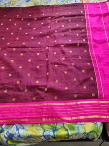 Brown and pink Silk Saree