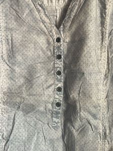Textured Washed Denim Look Shirt