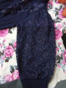 Elegant Navy Blue Embellished Top