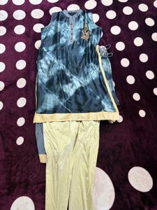 Stylish Blue Tie-Dye Kurta Set