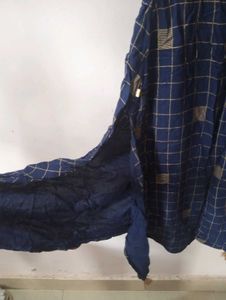 Navy Blue Checked Kurta