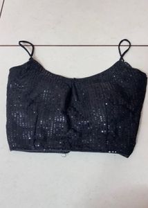 Y2K Sequined Black Blouse