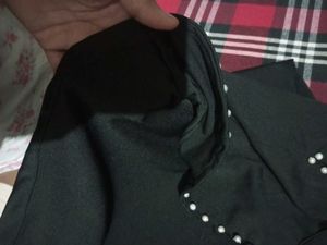 A Black Colour Pearls Mini Top