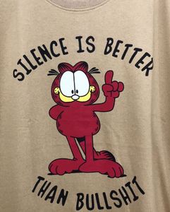 Garfield Quote Khaki Colour Oversized Tshirt
