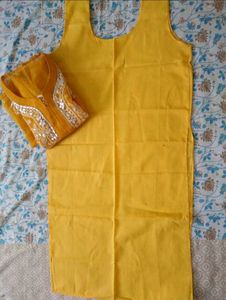 Yellow Embroidered Kurti