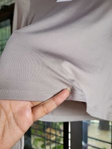 H&amp;M Long Sleeve Microfibre Beige Top/ S