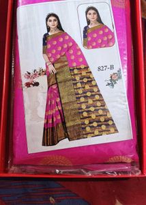 Elegant Pink & Gold Saree
