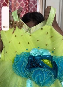 Lime Green And Sea Blue Asymmetrical Layered