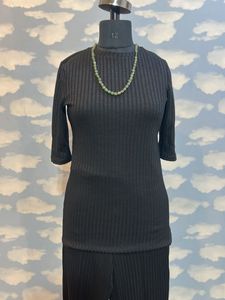 MANGO Black Ribbed Knit Co-ord Set