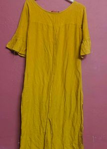 Mustard Kurti &amp; Pink Leggings Set