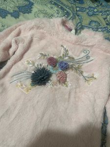 Pink Fuzzy Floral Sweater