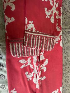 Red &amp; White Block Print Kurti