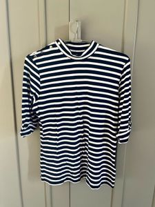 Striped Button-Shoulder Top