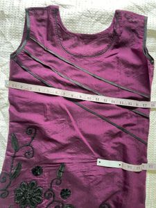 Elegant Plum Floral Embroidered Kurti