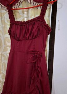 🍒 Vintage Cherry Ruffle High low Midi Dress