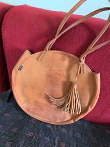 Tan Leather Circle Tote