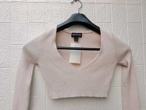 New With Tag Korean Ribbed Crop Top - Long Sleeve