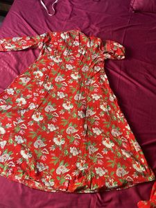Red Floral Print Lounge Set