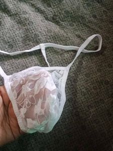 Men&#39;s White Lace G-string Thong