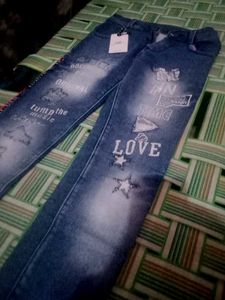 Trendy Graphic Print Jeans