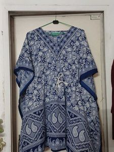 Paisley Print  Blue Kaftan Top