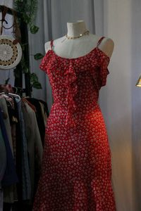 Red Floral Print Dress